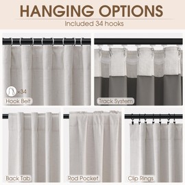 Hokibero Blackout Curtains 95 Inches Long Modern Elengant Neutral Farmhouse Bedroom Living Room Curtains Soundproof Light Blocking for Sliding Door Black Out Window Drapes 2 Panels Set Natural 52x95