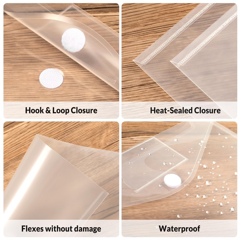 SUNEE 6 Pack Plastic Envelopes, Clear Folders for Document for