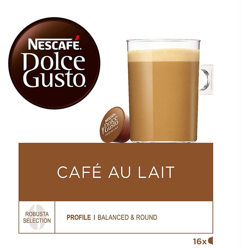 NESCAFÉ Dolce Gusto Cafe au Lait Coffee Pods Capsules, 16