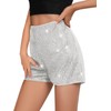 Haloumoning Girls High Waist Sequin Shorts Elastic Straight Leg Sparkly
