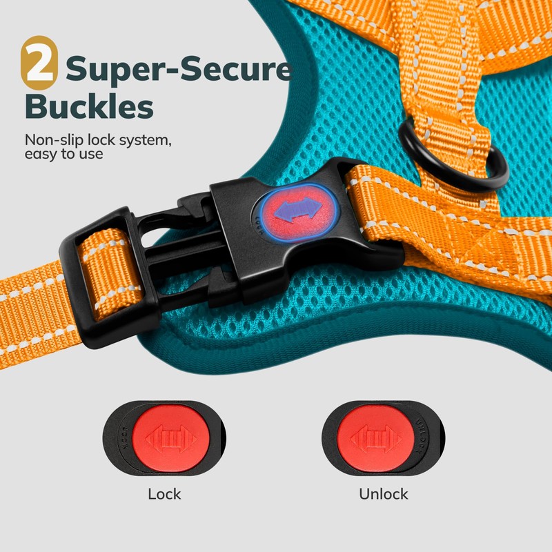 FAYOGOO Dog Harness Medium, No Pull Vest Harness with 2