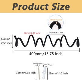 KISWIAR 1 Pc Wave Shaped Wall Mounted Hooks, Wave Wall Hanger Coat Rack, Space Saving Creative Design with 4 Hooks for Hanging Coat Bag (Black)