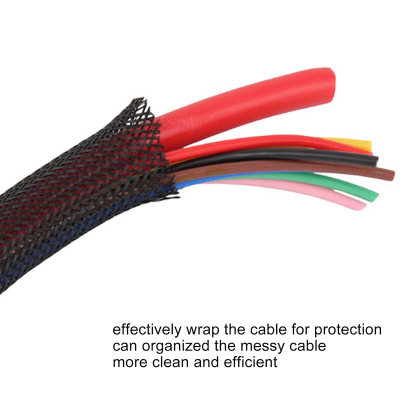 5mm/0.2in Black Cord Protector Self Wrapping Wire Loom High Temperature