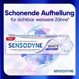 Toothpaste - Sensodyne Advanced White - Daily Whitening Tooth Cream, 75 ml, for Visibly Whiter Teeth, Gentle Whitening, Gentle on Tooth Enamels