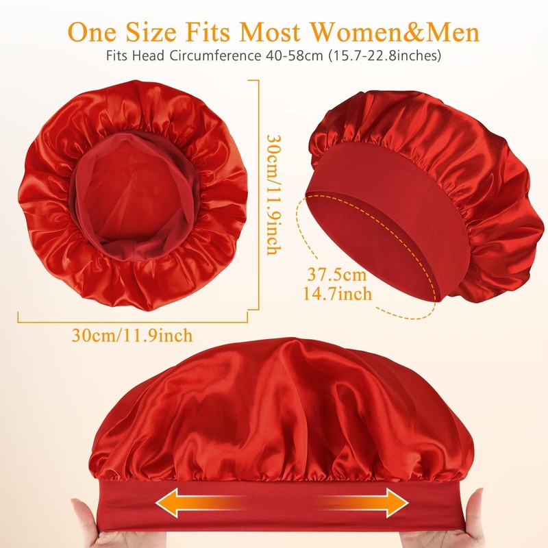 Gorro para Dormir, Gorro De Satén con Banda Elástica Ancha,