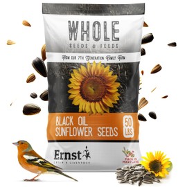 Ernst Grain & Livestock Black Oil Sunflower Seeds - Birdseed for Outside Feeders Wild Bird Food - Ideal Bird Seed for Cardinals, Woodpeckers and More - Non-GMO, 50lb