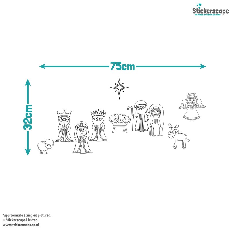 Stickerscape Christmas Colour-in Window Stickers (Nativity) | Christmas Craft for