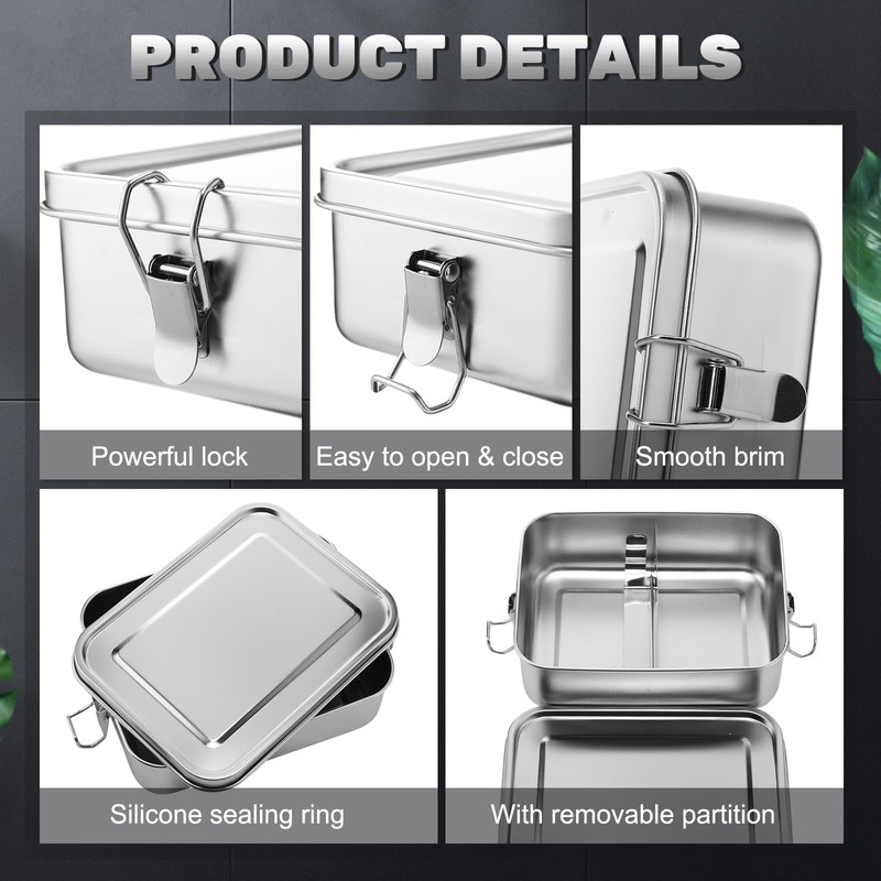 Umigy 8 Pcs Stainless Steel Food Containers 1200ml Metal Bento