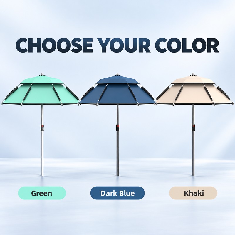 YUZHIYUAN UPF 50+ Fishing Umbrella, Portable Telescopic Beach Sunshade with