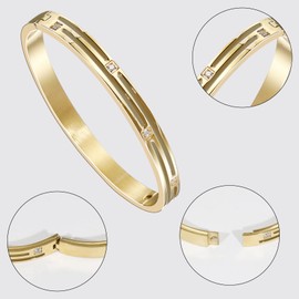 MILAKOO Women's Bangle Stainless Steel Cubic Zirconia Bracelet 6 mm Wide with Clasp Bangle (Silver/Gold/Rose Gold), Stainless Steel, No Gemstone