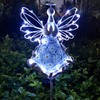 COOZZYHOUR 38Inch Angel Solar Lights Outdoor Decorative-Metal&Glass Angel Hydrangea Flower