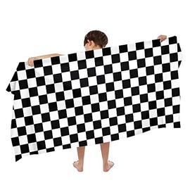 Ulticool Chessboard Towel - Child Girl Boy - Quick Drying Microfibre Bath Towel - 140 x 70 cm - for Travel Fitness Gym Sports Spa Yoga - Black White