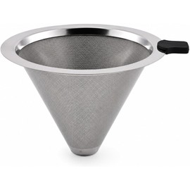 Filtro de café de acero inoxidable para Hario V60 – Filtro de café reutilizable, filtro de café de doble malla de acero inoxidable fino compatible con filtro reutilizable V60 y otros cerveceros