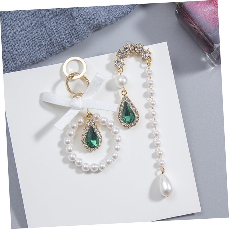 BESPORTBLE Pair Asymmetric Pearl Ribbon Earrings for Women Fine Crafted