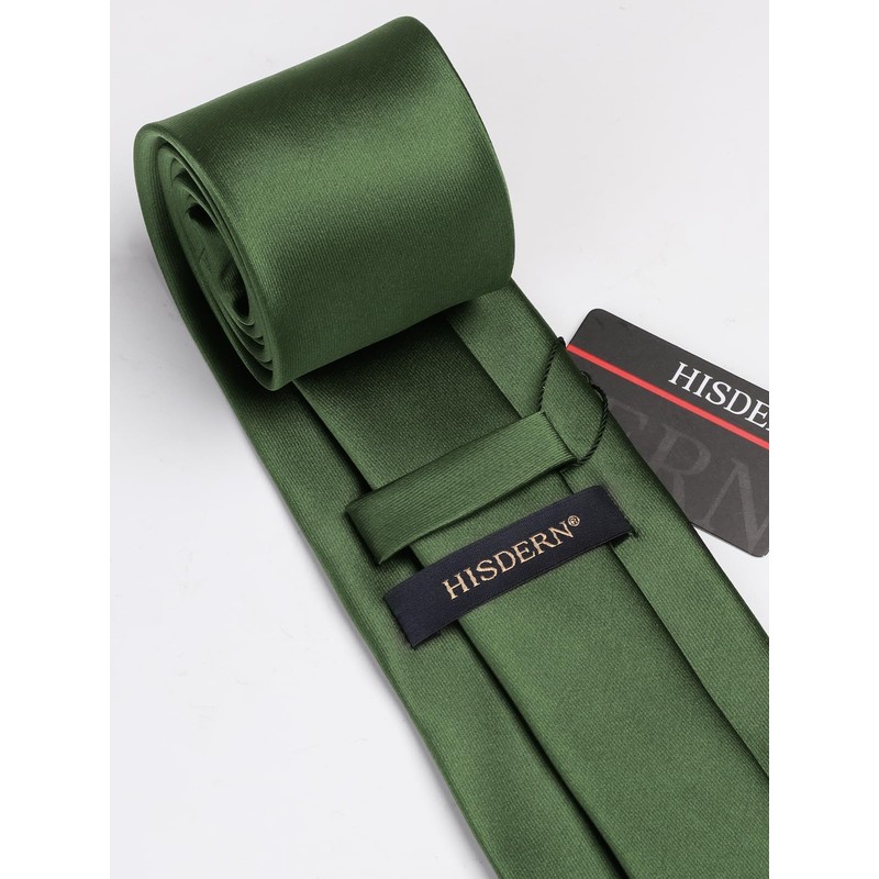 HISDERN Men's Tie Handkerchief Plain Tie & Pocket Square Set