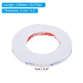 PATIKIL 2m/6.6ft Sealing Foam Tape, 1cm Wide 5mm Thick Single Sided Weather Stripping Door Seal Strip for Window Door Insulation, White