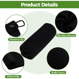 ATTRACTIVE Golf Towels, Microfiber Waffle Pattern Towels - Golf Club Brush with Cleaning (Yellow)