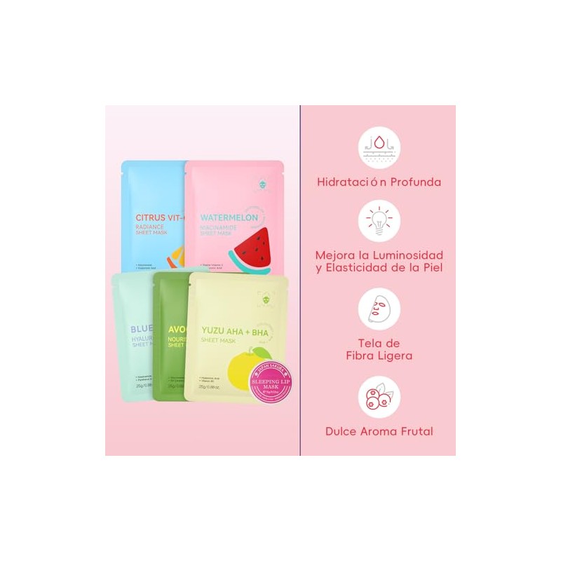 Kit Cuidado Facial BeauBase Set Mascarillas Faciales 25 Piezas