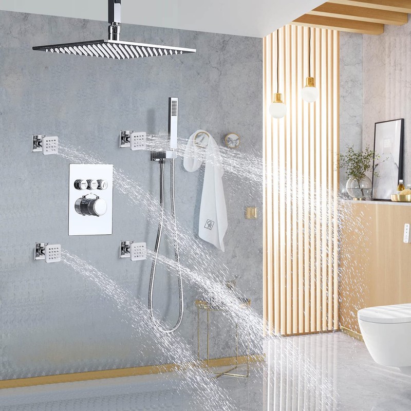Backnets Brass Shower Body Jets with Adjustable Flow, Massage Spa