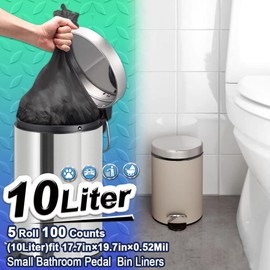 Small Bathroom Trash Bags AOSULI 3 Gallon/10 Liter Trash Can Bags,100 Counts Plastic Waste Basket Bags,Small Black Garbage Bags for Bathroom Can, Office