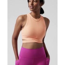 Athleta Conscious Cut Out Crop Top Removable Cups Light Orange NWT Bra Small