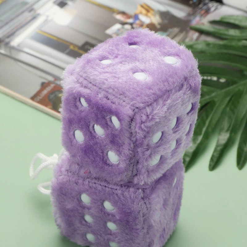 ECSiNG Car Hanging Furry Dice Soft Ornament With Suction Cup