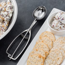 TrueCraftware-1-1/2 oz Oval Portion Scoop Disher with Twin Grip Handle Stainless Steel- Cookie Scooper for Baking Cookie Scoops For Portion Control Scoop Cookie Dough Cupcake Batter Ice Cream