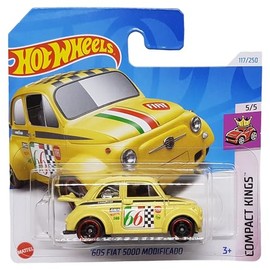 Hot Wheels - '60s Fiat 500 Modificado - Compact Kings 5/5 - HTC20 - Short Card - Good Year - Yellow - Mattel 2024