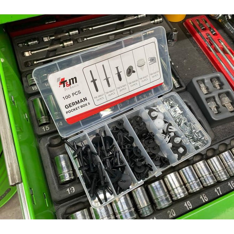 T&M TECHNICS® Box of 100 Universal Fasteners, Clips, Clips and