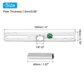 PATIKIL 4" Light Crossbar Kit, 3 Set Universal Light Fixture Mounting Bracket with 1/8IP Tap Center Hole Ceiling Light Plate Canopy Hardware Set for Chandelier Wall Light, Silver Tone