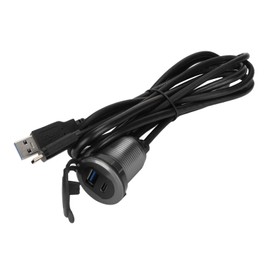 Type C 3.1 USB 3.0 Male to Female Car Mount Flush Cable Dashboard Panel Extension Cable for Car Boat Motorcycle