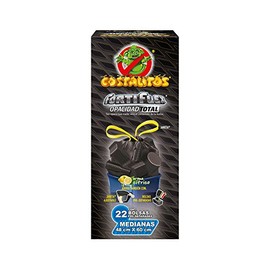 Costalitos Fortiflex Bolsas para Basura Medianas con Jareta, Negro, 48 x 60 cm, 22 Unidades