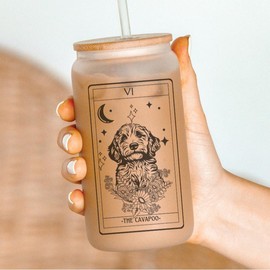 Dog Tarot Card Tumblers, dog mom tumbler,:_Cavapoo