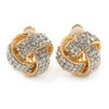Gold Tone Clear Crystal Knot Clip On Earrings - 15mm