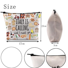 POFULL Italy Map iconic traditional Souvenir Gift ITALY Is Calling and I Must Go Traveller Zipper Pouch Makeup Bag (white ITALY Calling Bag)