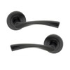 Matt Black Twist Lever on Rose Handle Set- Latch &