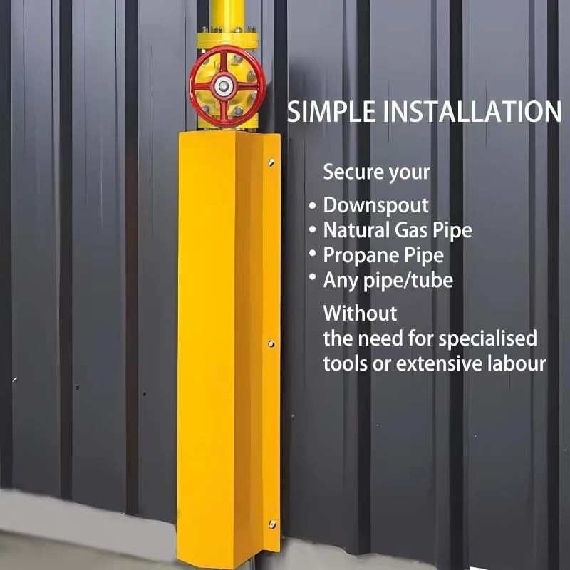 Pipe and Downspout Protector, Carbon Steel Guard Device, 39" H