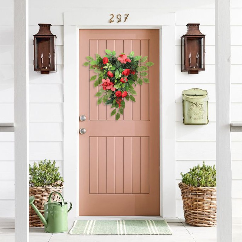 Red Tea Bud Hydrangea Upside down Tree PVC Green Plant