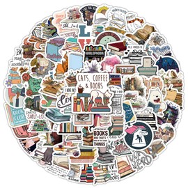 Moguri 100 Stück Buch Lesen Vintage Aufkleber, ästhetische Aufkleber für Wasserflasche, Laptop, Scrapbook, Tagebuch, wasserdichte Vinyl Aufkleber für Erwachsene
