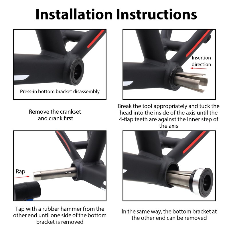 Wjelet Press Fit Bottom Bracket Removal Tool, Stainless Steel Bottom