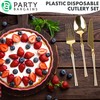 Party Bargains Disposable Plastic Gold Cutlery Set, Infinity Modern Design