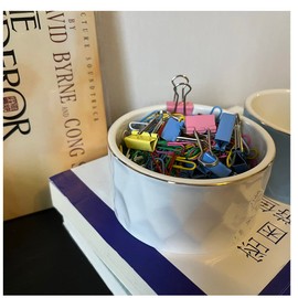 Aewill Ceramic Paper Clip Holder Ceramic Paper Clip Dispenser Organizer for Office Desk Binder Clip Holder (White)
