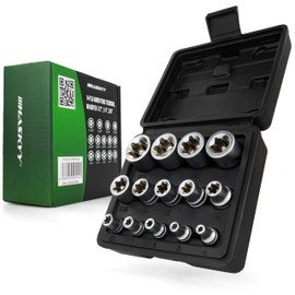 HASKYY Torx Socket Set 14-Piece E-Profile External Torx Socket Spanner Set E4-E24 1/4 3/8 1/2 Inch Socket Spanner Inserts Square