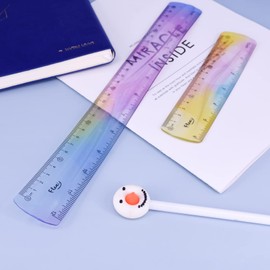 2 Pcs Flexible Ruler 30cm/15cm Colorful Rulers Unbreakable Ruler Soft Bendable Flexible Plastic Ruler Shatter Resistant Rulers Shatterproof Straight Classroom Rulers for School Office Kids(12/6 inch)