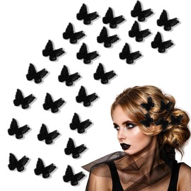 24PCS Butterfly Clips Small Black Halloween Hair Clips for Women Alligator