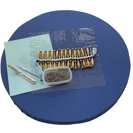 Bobbin Lace Making Kit with Pillow. 23 Inch x 2 Inch Round Lacemaking Board, 24 Danish Lacemaking Bobbins, Bobbin Lace Patterns, Pins, Linen Thread, Crochet Hook, Vinyl Lace Protector, Pin Pusher.