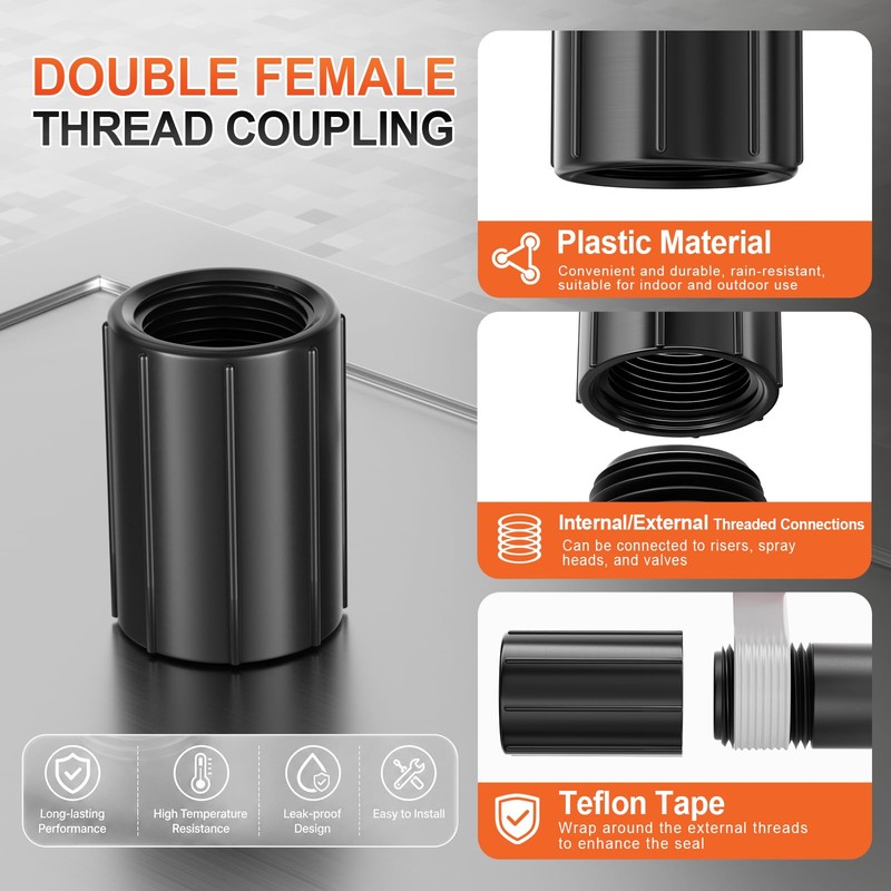 20 PCS 1/2" Double Female Thread Coupling Sprinkler Pipe Fitting