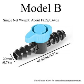 Supertool Drip Irrigation Shut Off Valve, 20mm Plastic In-line Barbed Switch Valve, Hose Stop Valves Hose Connectors for Outdoor Garden Lawn Crop Irrigation, Pack of 2