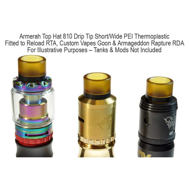 Armerah Top Hat 810 Drip Tip eCig Mouthpiece Short/Wide PEI