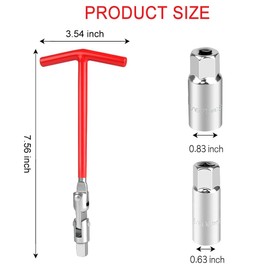Spark Plug Socket Wrench T-Handle 5/8 Inch (16 mm) and 13/16 Inch (21 mm) Installer Tool, Universal Spark Plug Remover Tool,Suitable for Lawn Mowers, Motorcycles, Small Motor Vehicles